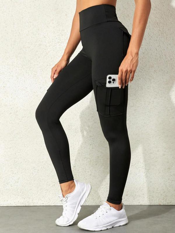 Women's Plain High Waist Pocket Skinny Pants, Casual Comfy High Stretch Tight-Fitting Leggings for Daily Wear, Ladies Bottoms for All Seasons